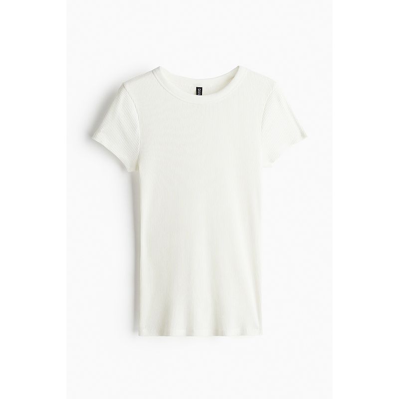 

Женская футболка HM Осень Досуг Мягкая Простая и Удобная Приталенная Короткий Рукав Круглый Вырез Топ 1254668 Cream color 160/88(S)