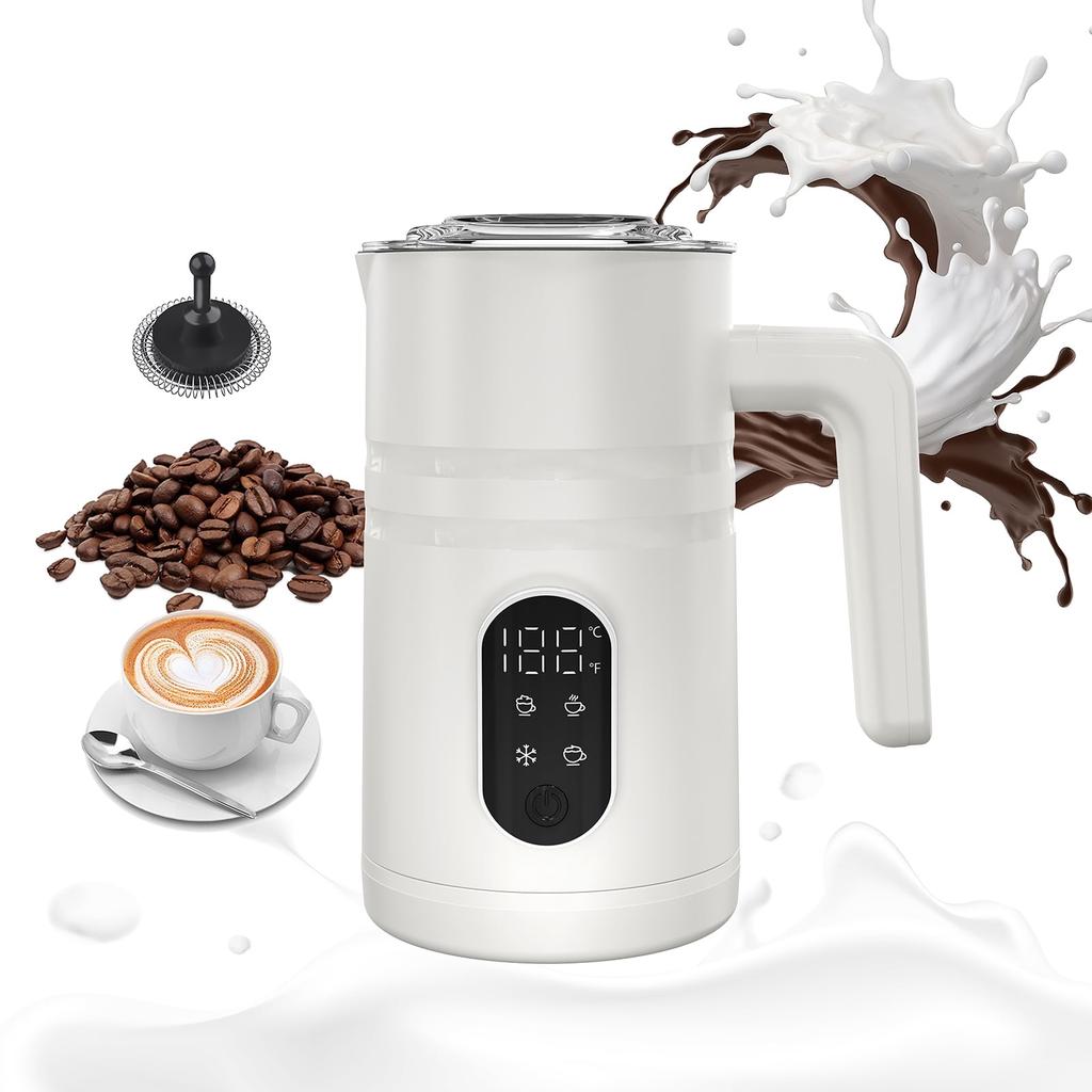Montalatte e Scaldalatte Elettrico 5-in-1, Montalatte di Grande Capacità, Schiumatore Automatico Caldo e Freddo per Cappuccino, Latte Macchiato, Cioccolata Calda