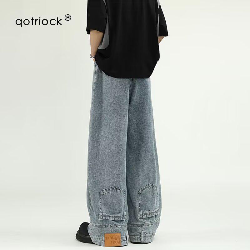 [Reverse Wear] Unisex Wide-Leg Washed Jeans for Spring/Summer 2024