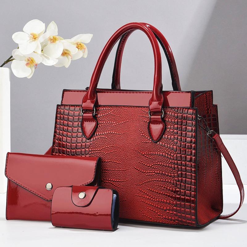 Women's bag bag Urban crocodile pattern handbag Mother and child bag Three-piece set One shoulder oblique span bag