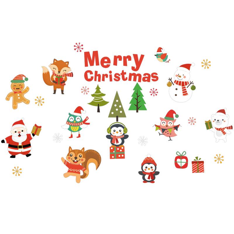 Santa Claus Reindeer Window Electrostatic Sticker Decorative Glass Door and Window Stickers Festive Atmosphere Scenes