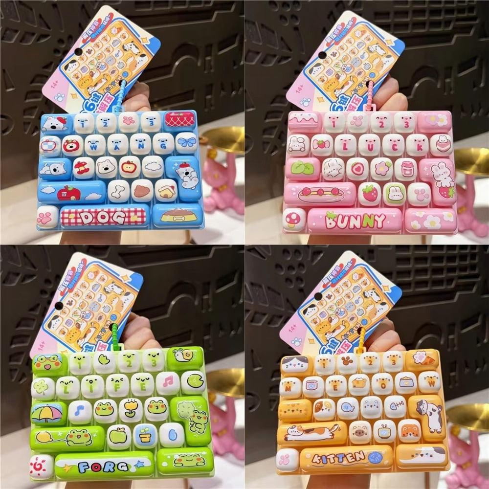 Funny 26 Key Keyboard Keycap Keychain Fidget Squeeze Stress Anxiety Relief Decompression Sensory Bag Charm Party Gift For Adult