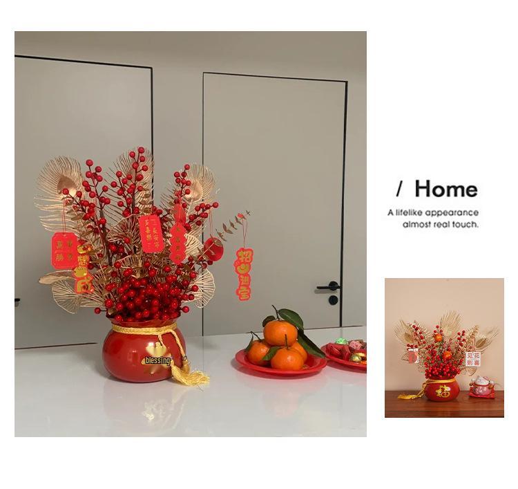 Chinese New Year Prosperity Fruit Ornament - Snake Year Fortune Bucket for Home Decor, Spring Festival Atmosphere in Entrance Hall & Living Room