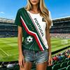 Women's Football Neck Short Sleeve T-Shirt for Soccer Fan