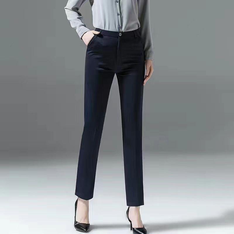 

Костюмные брюки, повседневные костюмные брюки, женские профессиональные прямые тонкие драпированные рабочие брюки с высокой талией, тонкие рабочие брюки с высокой талией L