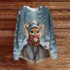 Women's Fashion Casual Long Sleeve Christmas Print Hooded Knitted Sweatshirt
