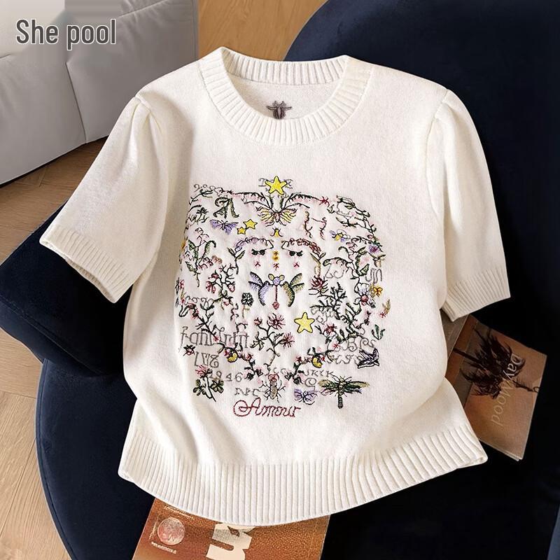 Women s Floral Embroidered Knit Top One Size