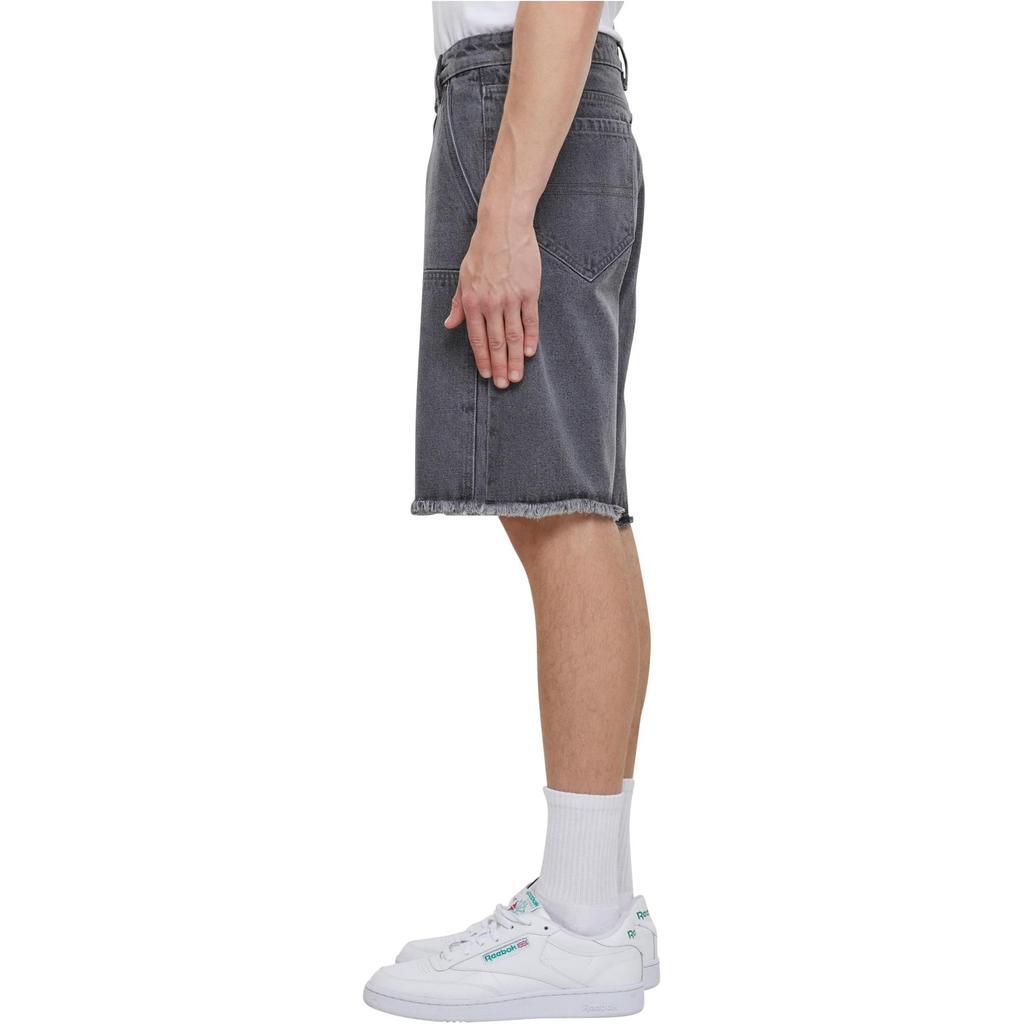 Urban Classics Mens Denim Knee Length Open Edge Shorts