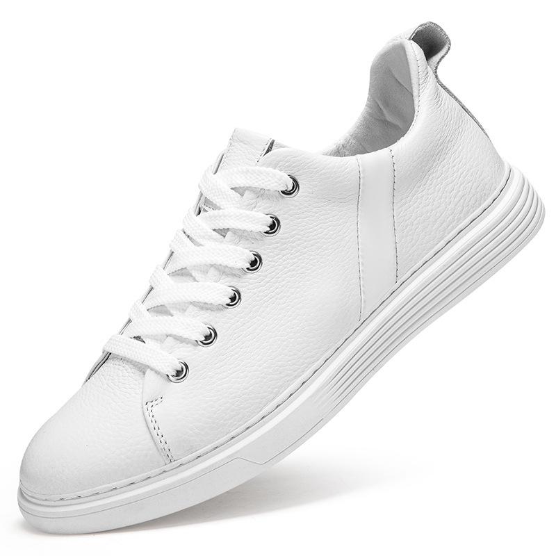 Men s Plus Size White Slip-On Leather Sneakers 43