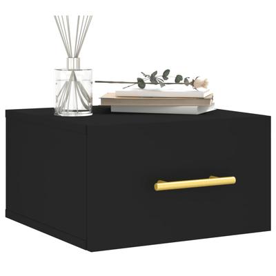 Wall Mounted Nightstand Black 35 X 35 X 20 Cm