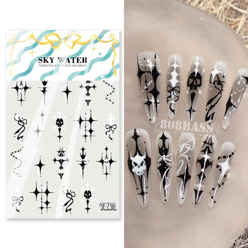 SKY Сладкая Прохладная Дерзкая Девушка Y2K Готика Хром Звезда и Крест Наклейки для Дизайна Ногтей