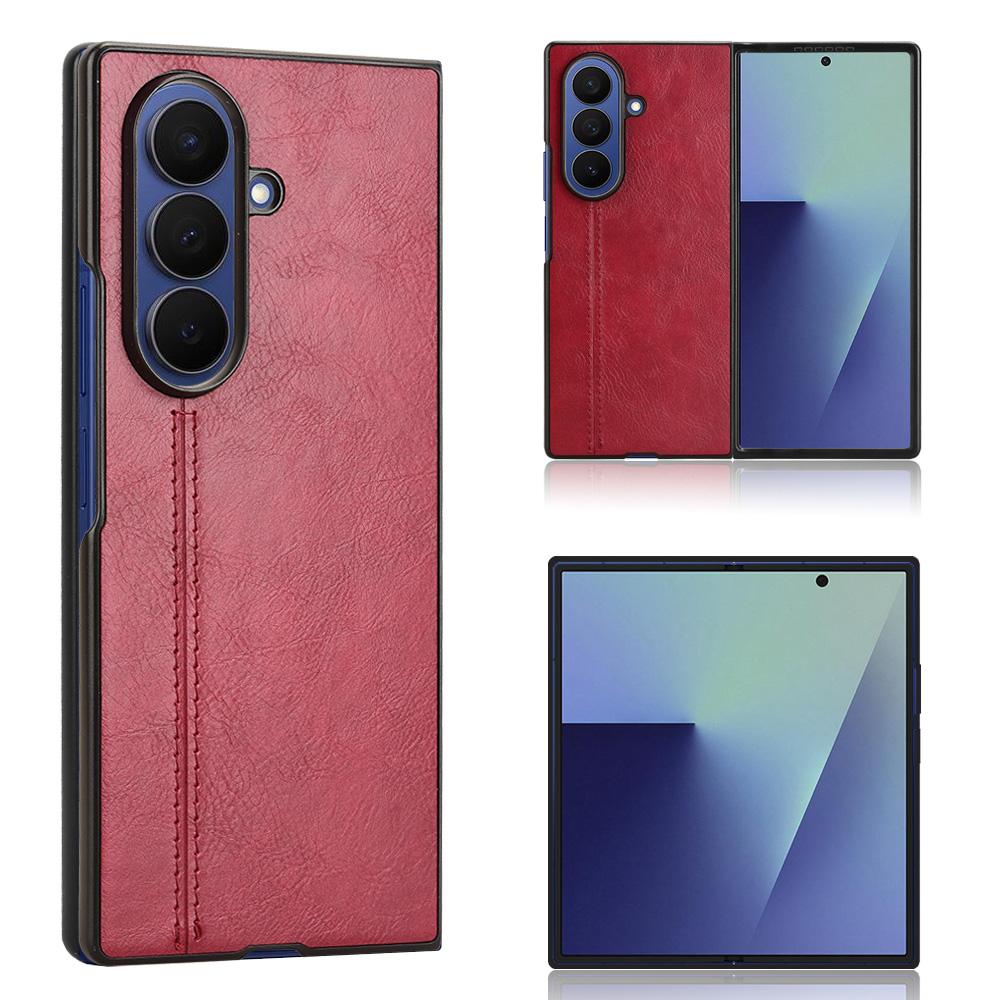 For Samsung Galaxy Z Fold7 5G Case Stitching Line PU Leather Coated PC Phone Cover