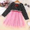 Girls' Dress Autumn Children's Long-sleeved Polka Dot Sweet Puffy Tulle Princess Dress