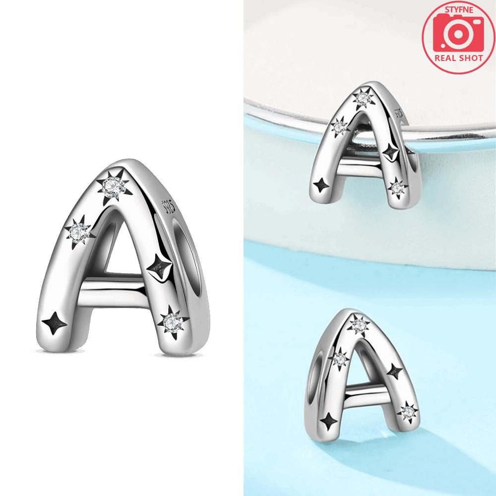 Letter Pendant Love White Zircon Stars Original Copper English Letters Beads Fit Bracelet Accessory Jewelry Gift Women Diy