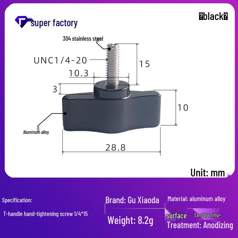 304 Stainless Steel M4 T-Handle Knob Screw with Aluminum Alloy and Slotted Hand-Tightening Design