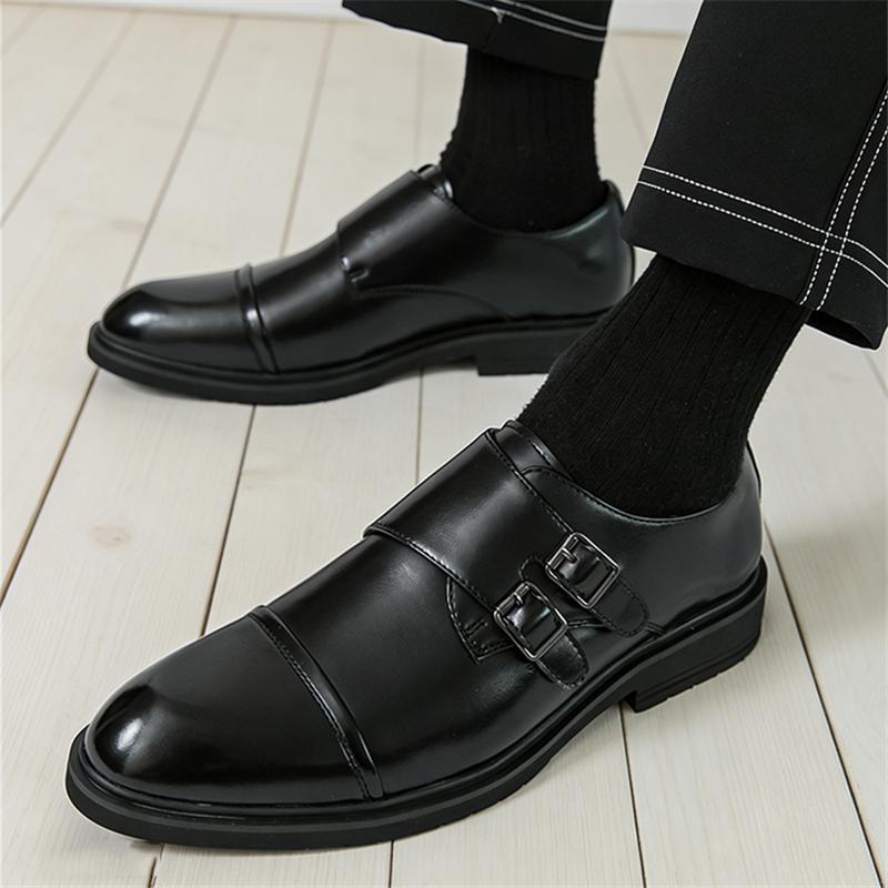 Britain Gentleman Monk Strap Loafers For Men Black Brown Patent Leather Shoes Designer Formal Wedding Dress Homecoming Footwear
