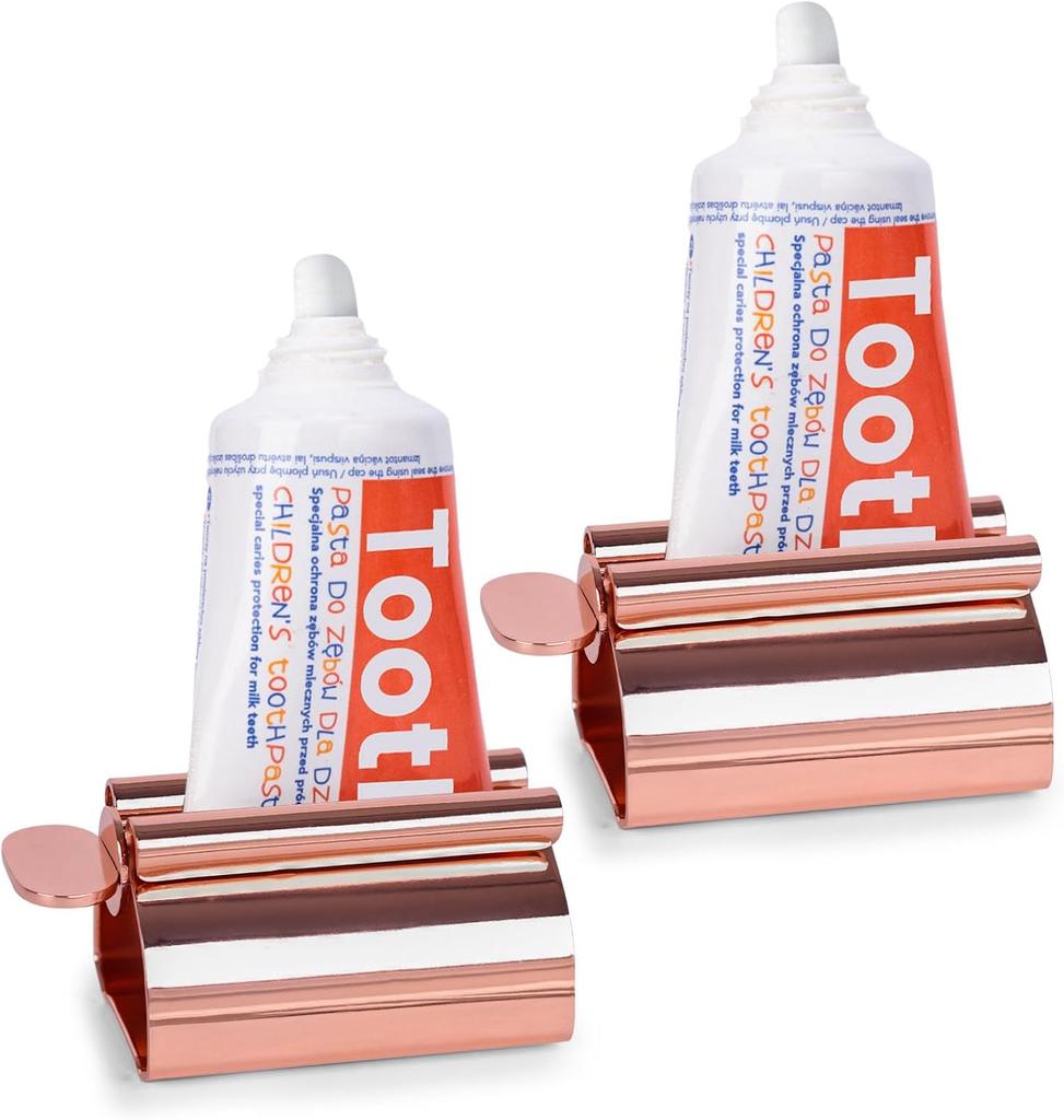 Toothpaste Tube Squeezer Dispenser, 2PCS Toothpaste Roller Squeezer Tool Metal Tooth Paste Holder for Bathroom, Silver