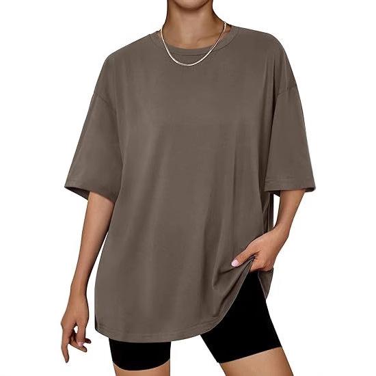 Women's loose casual large size solid color new t-shirt round neck short sleeve women's top