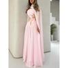 Spring Women's Sexy Chiffon Beaded Cape Evening Gown, European & American Style Formal Dress for Crossborder