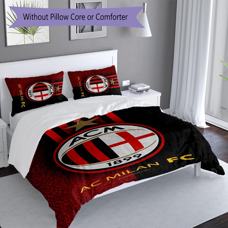 Set Copripiumino AC Milan 3 Pezzi, Include 1 Copripiumino e 2 Federe, Tessuto Amico della Pelle e Confortevole, Set Biancheria da Letto Adatti