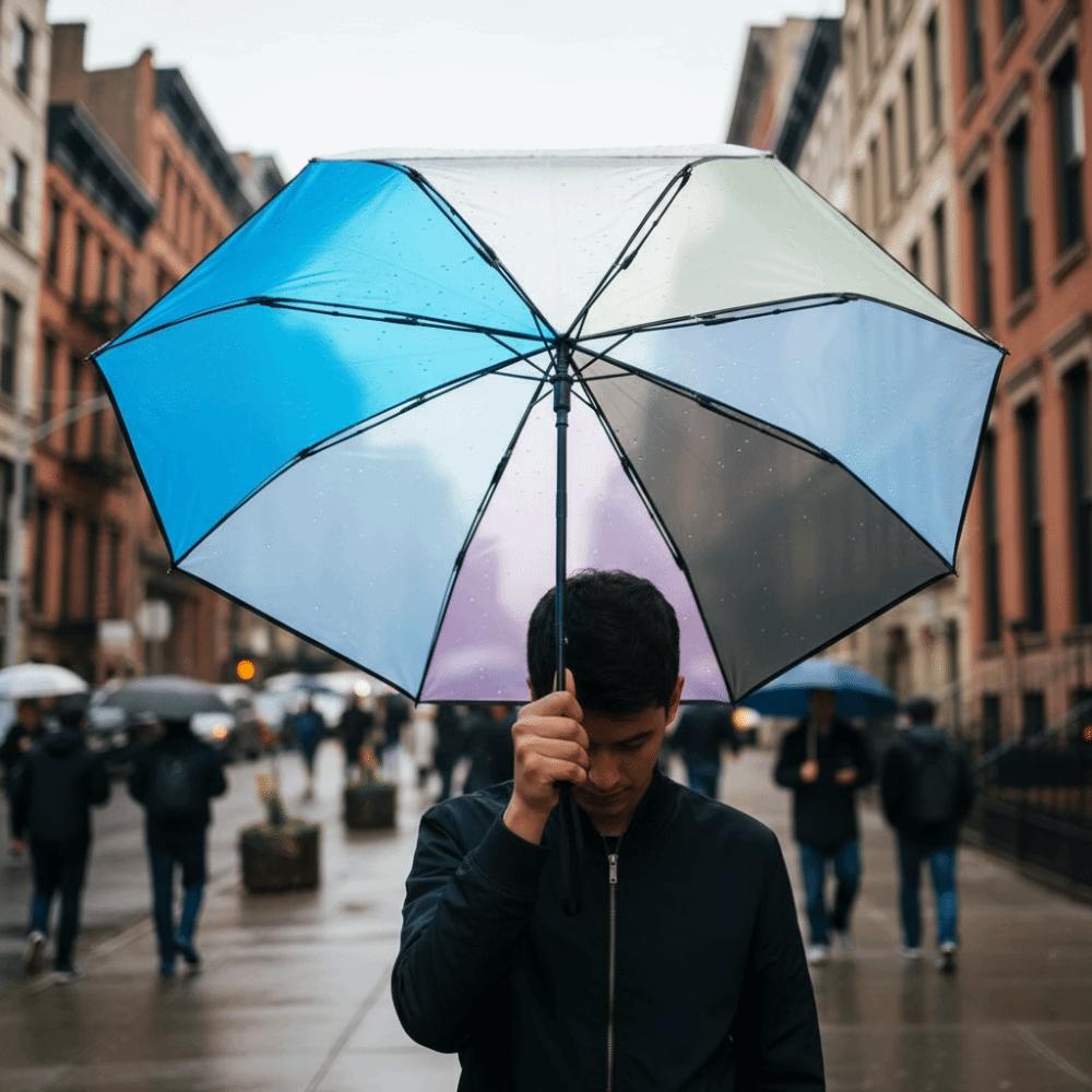 Automatic/Manual Folding Umbrella Stable Transparent Umbrella Fashion Rainbow Umbrella  Daily Use