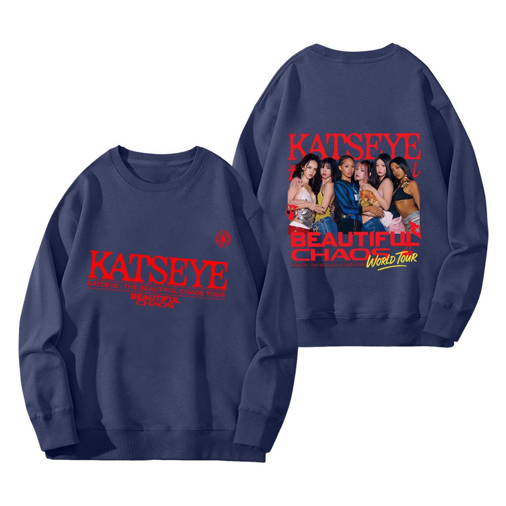 Damenmode Langarm Print Rundhals Lockerer Pullover Sweater Top