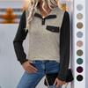 2025 New Autumn Street Fashion Style Open-clad Button Stand Collar Color-blocking Sweatshirt Underwear