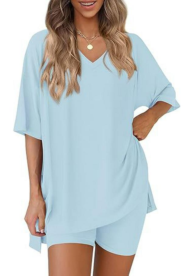 Women's Casual V-neck T-shirt & Shorts Homewear Set, 2026 Collection: Comfortable and Stylish 