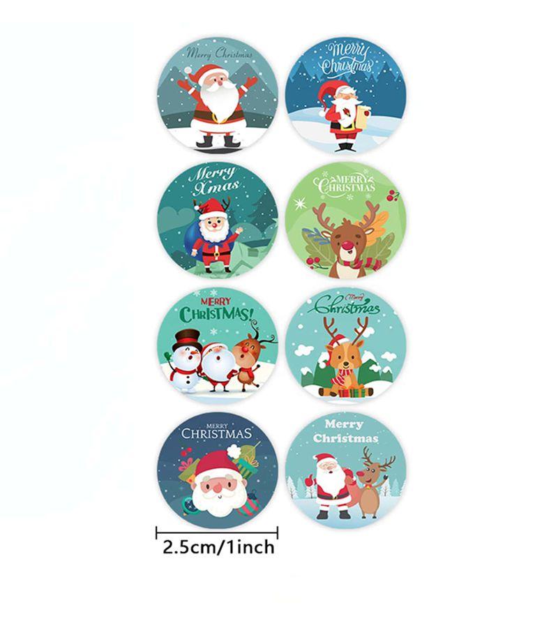500pcs Merry Christmas Stickers 1 Inch Round Christmas Tags Stickers for Gift Baking Package Envelope Stationery Decor