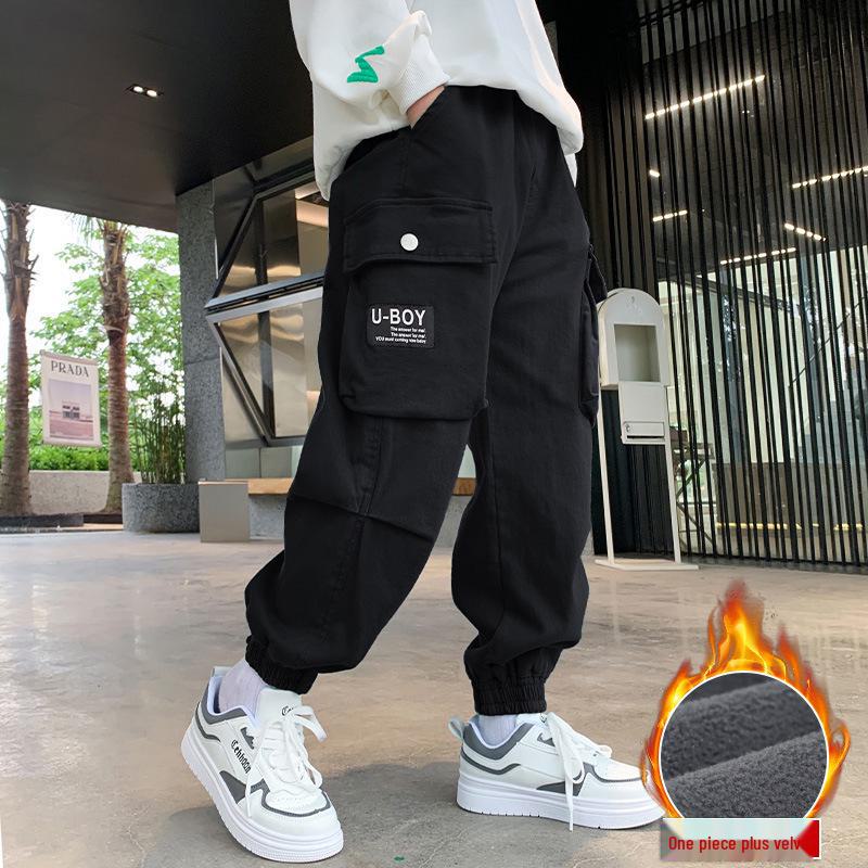 

Повседневные брюки из чистого хлопка для мальчиков - Новая коллекция осень-зима 2023 года с бархатом - Для детей и подростков 140 cm