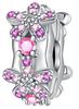 Copper Full Diamond Charm Bead Charms Colorful Heart Blooming Rose Round Bead Charms Pendant Compatible With Authentic Bracelets Necklaces Jewellery