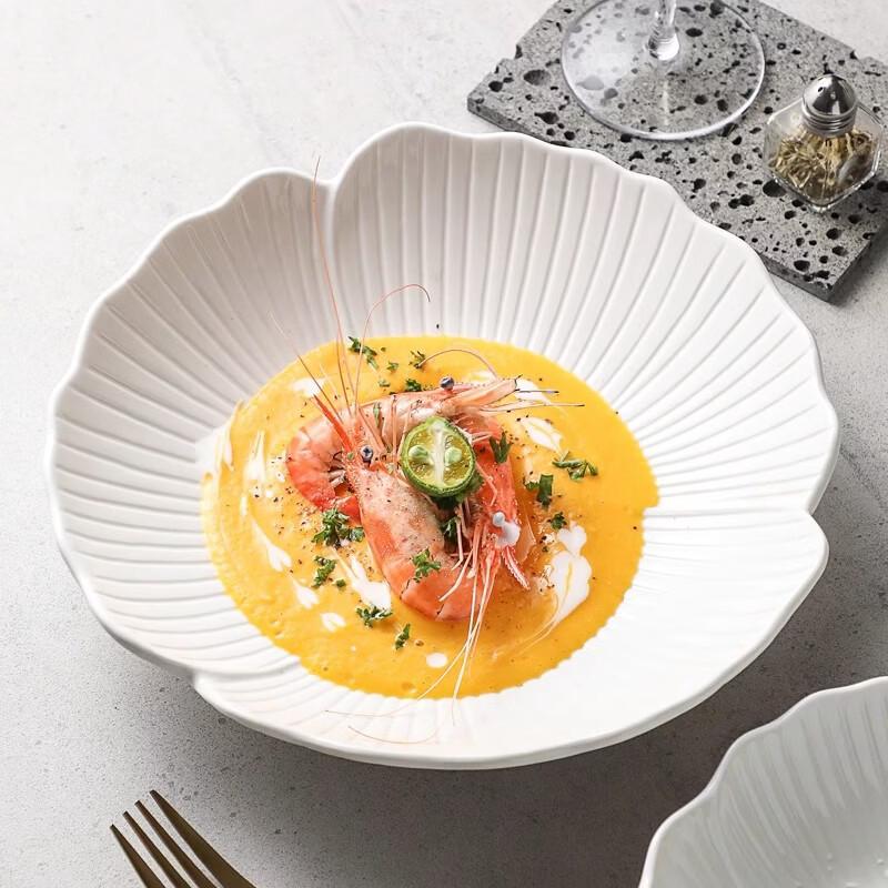 White Ceramic Boat-Shaped 3-Compartment Serving Plate