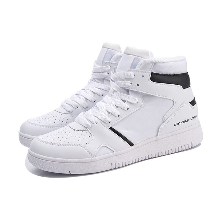Li Ning Non-Slip Wear-Resistant Lightweight High-Top Skate Shoes Women Sneakers White Black AGCN358-3