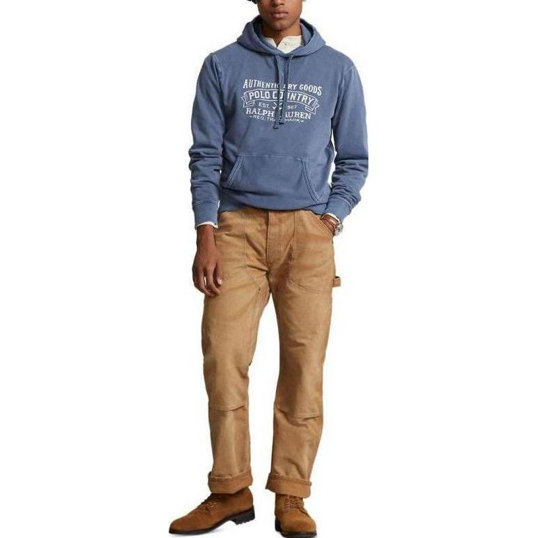 Polo Ralph Lauren Ss23 Letter Pattern Printed Hooded Drawstring Pullover Sweatshirt Men Sweatshirt Blue 710877552-007