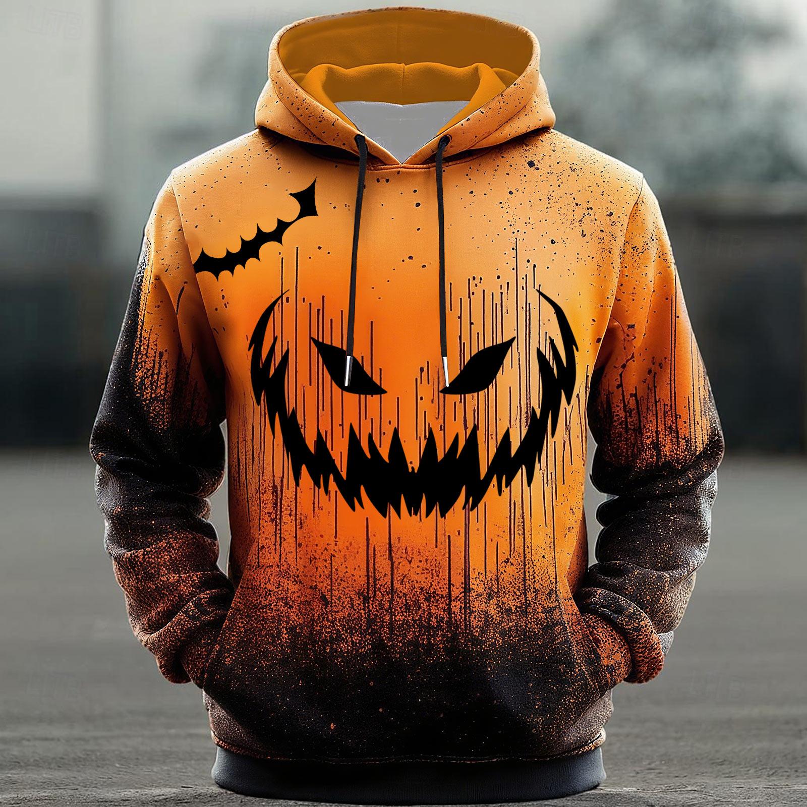 

Мужская толстовка на Хэллоуин, забавная толстовка с лицом тыквы, страшный топ с длинным рукавом XXL