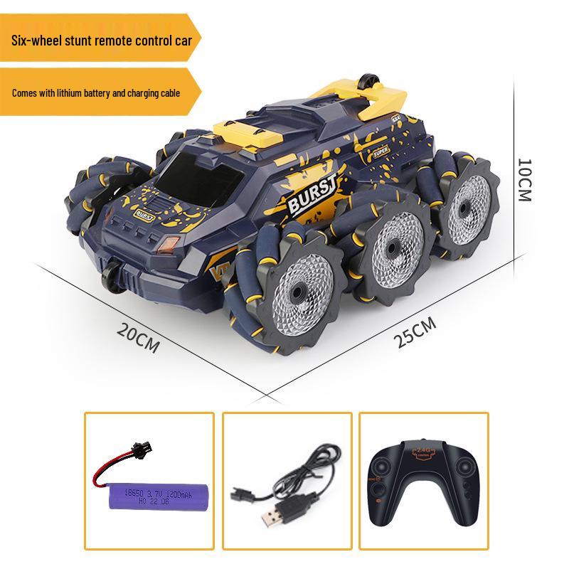 Gesture-Controlled Six-Wheel Stunt Car with Spray Drift and Swing Arm Deformation