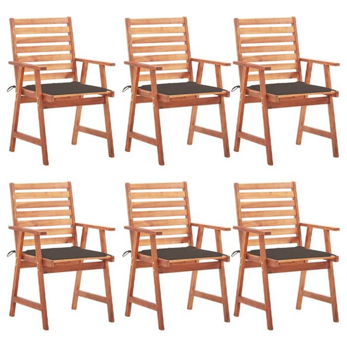Maison Exclusive - Chaises à manger d'extérieur lot de 6 et coussins Acacia massif