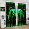 Game Controller - 3D Game Controller Design   Black and Fluorescent Green Hexagonal Printed Curtains   Home Decoration