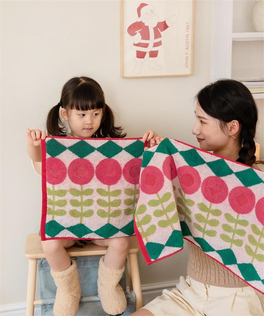 Cartoon Geometry Shape Flower Cotton Towel for Kids, Soft Face Towels, Super Absorbent Bath Towel, Household Towel, Beach Towel