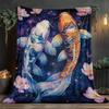 1 Bright Carp and Lotus Flannel Blanket - Lightweight, Soft, Warm Blanket for Sofa, Bed, Travel, Camping and Office Decoration,