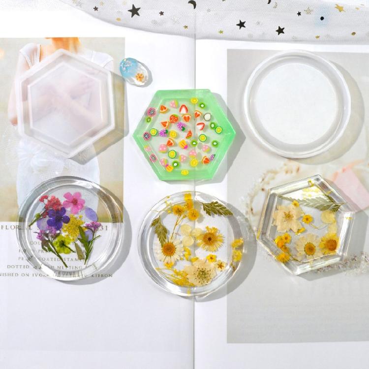 Hexagonal Round for Creative Silicone Mold Drop Coaster Placemat Mold for Diy Cr