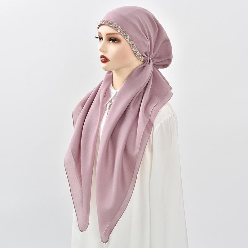 

Эластичная повязка на голову из хлопка премиум-класса Diamond для женщин, мусульманский хиджаб, женская модная шапка, мгновенный шарф, исламский тюрбан 75*25 см