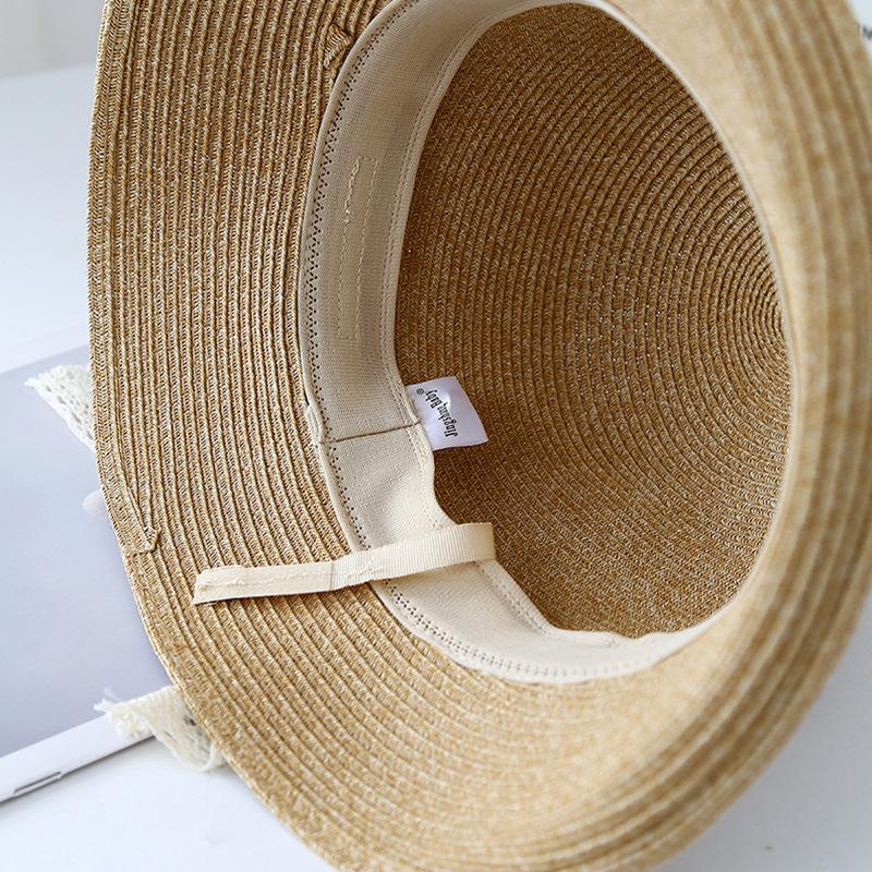 Elegant Webbing Big Eaves Sunshade Straw Hat Women's Summer Leisure Versatile Sunscreen Basin Hat Vacation Bucket Hat