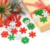 50 Pcs Random Mixed Color Snowflake Wooden Chips DIY Christmas Tree Decor Red White & Green Snowflakes Christmas Wood Chips