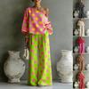 Completo da Donna a 2 Pezzi Off Shoulder con Top Stampato a Pois e Pantaloni a Gamba Larga Set Stile Pigro Estivo Casual