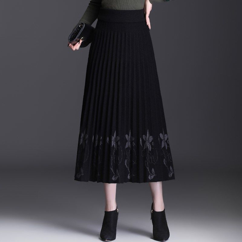 

Жіночі трикотажні спідниці міді Жіноча спідниця із завищеною талією, однотонна тонка спідниця середньої довжини Faldas One Size