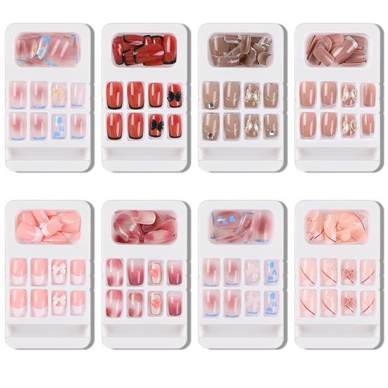 24 ks Umělé nástavce na nehty Odnímatelné rekvizity rozvržení Lehký Užitečný Stiskněte na motýla Plné umělé nehty pro krásu