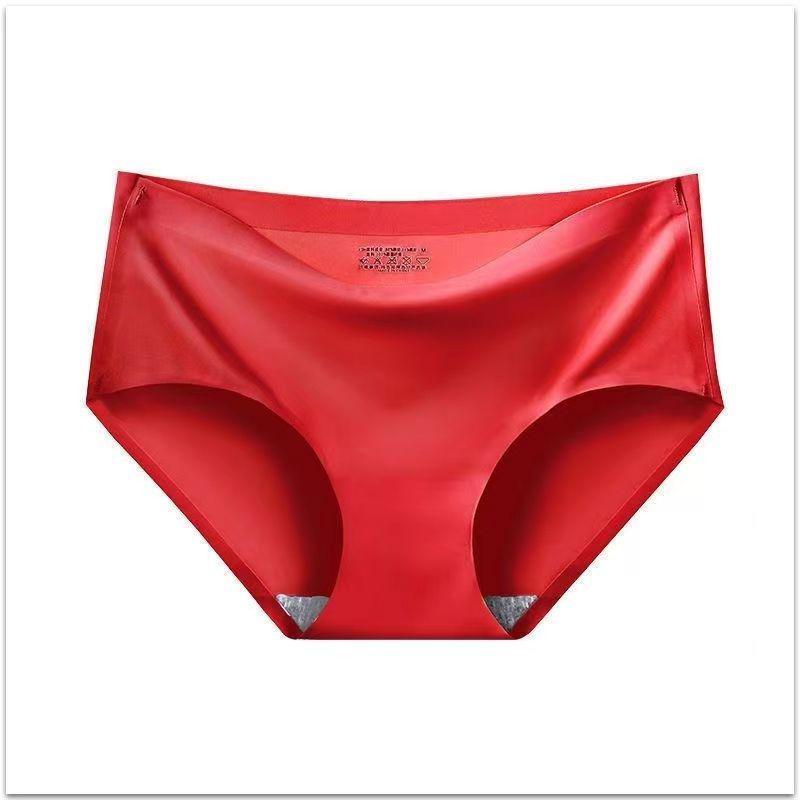 810 Damen Atmungsaktive Nahtlose Unterwäsche aus Eisseide mit Baumwollzwickel, Sexy Mid-Rise Triangle-Stil