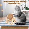 Sisal Cat Scratching Ball, Cat Scratcher Ball Toy with Cute Stable Stand, Interactive Exercise Toy for Small Pet To Play and Exercise