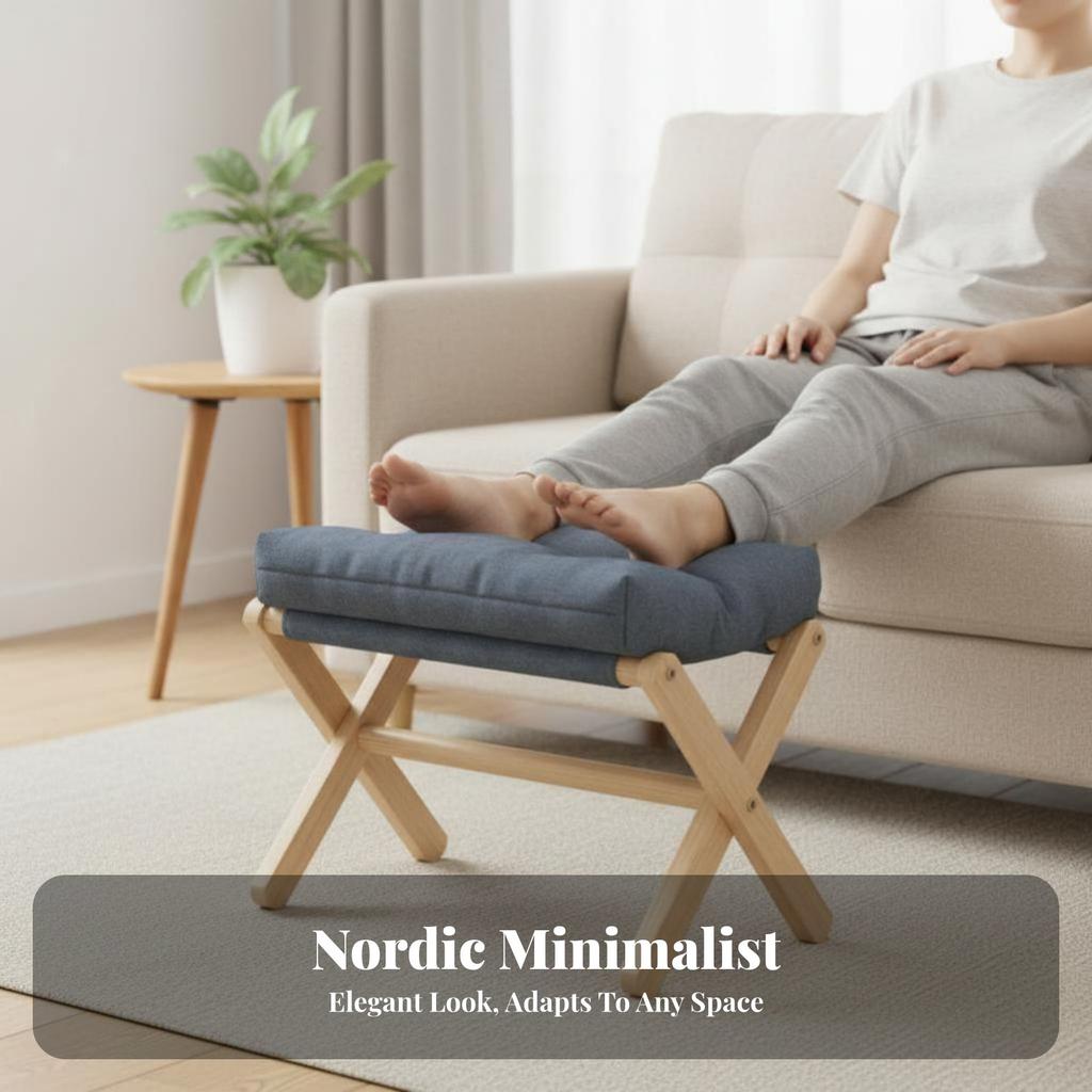 Foldable Padded Footrest Space-Saving Foldable Padded Stool Versatile Soft Paded Top for Adults, Bedroom, Study, Dorm